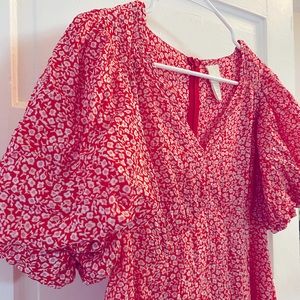 Long Dress with Flowy Puffed Sleeves